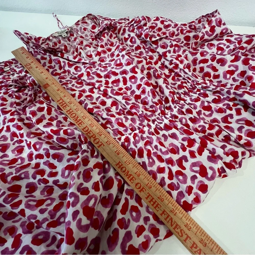 Tucker NYC Silk Blend Women’s Midi Dress White Red Cinched Waist With Pockets M - Picture 15 of 16